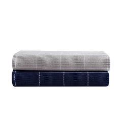 Bridgeport Waffle Grid Navy Full/Queen Blanket,Bali Bliss,large