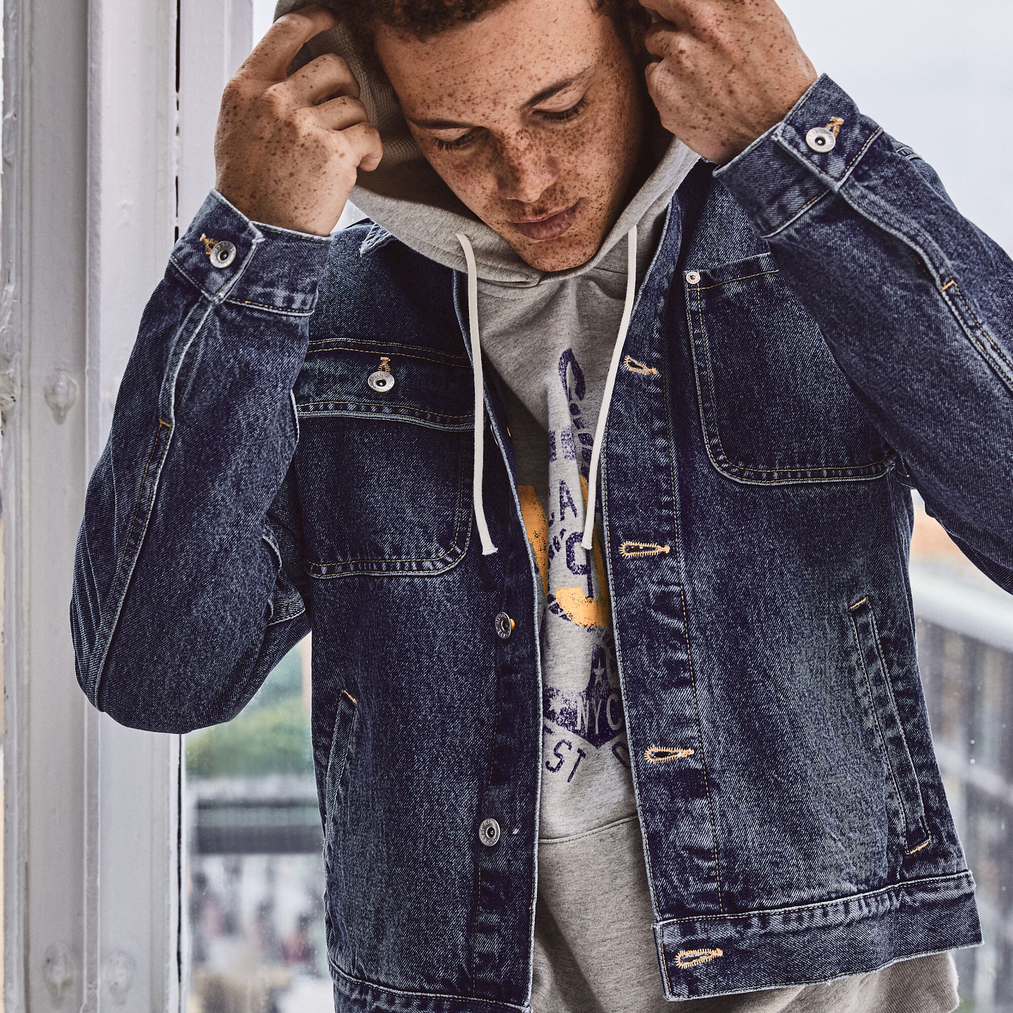 NAUTICA X URBAN NECESSITIES DENIM JACKET,Dream Blue,large