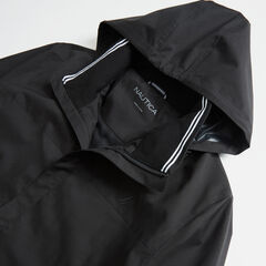 HOODED BOMBER JACKET,True Black,large