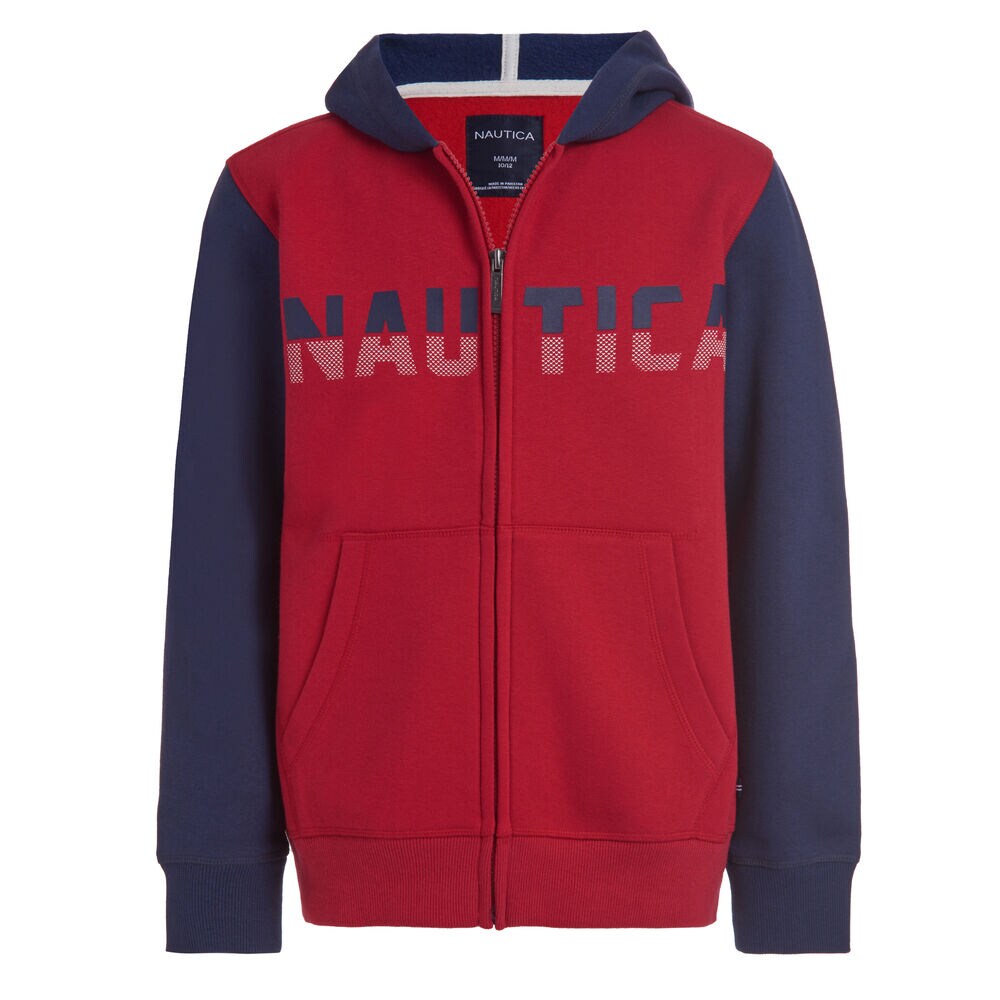 LITTLE BOYS' LOGO COLORBLOCK FULL-ZIP HOODIE (4-7),Dark Acacia,large