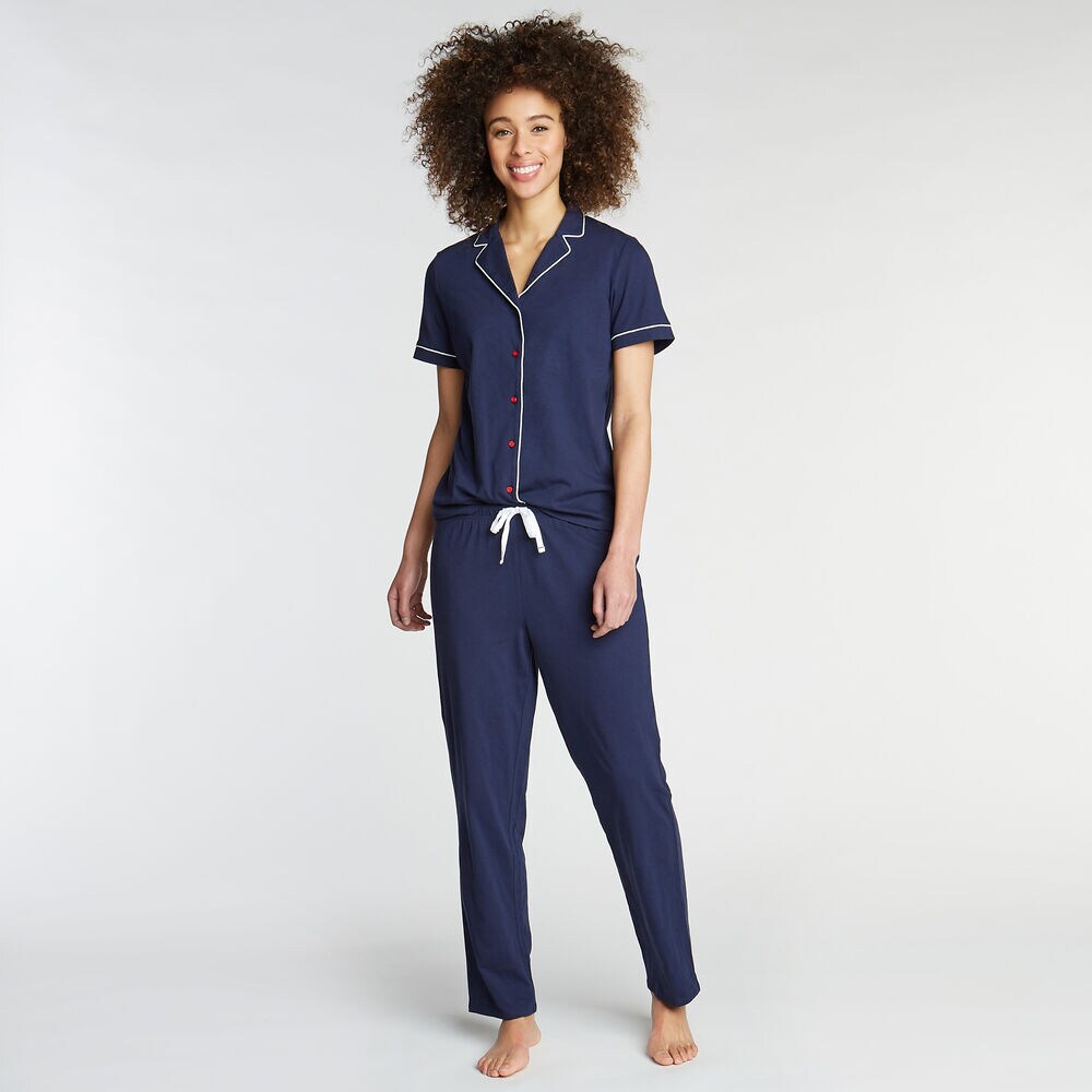 SHORT SLEEVE JERSEY PAJAMA SET,Ice Blue,large