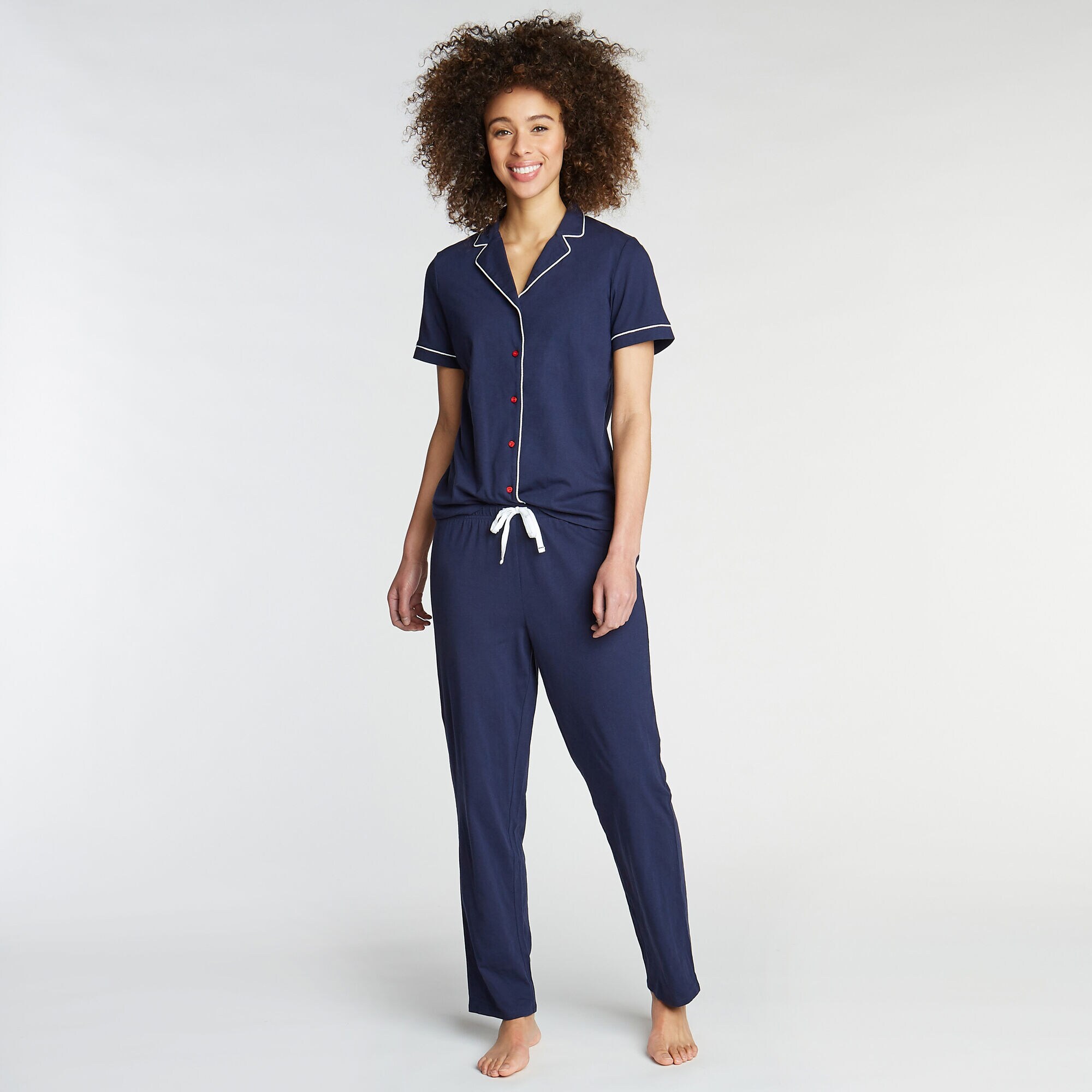 SHORT SLEEVE JERSEY PAJAMA SET,Ice Blue,large