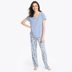 Printed Pajama Pant Set,Chalk,large