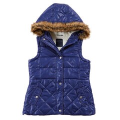 Girls' Sherpa Hooded Vest (7-16),Aqua Isle,large