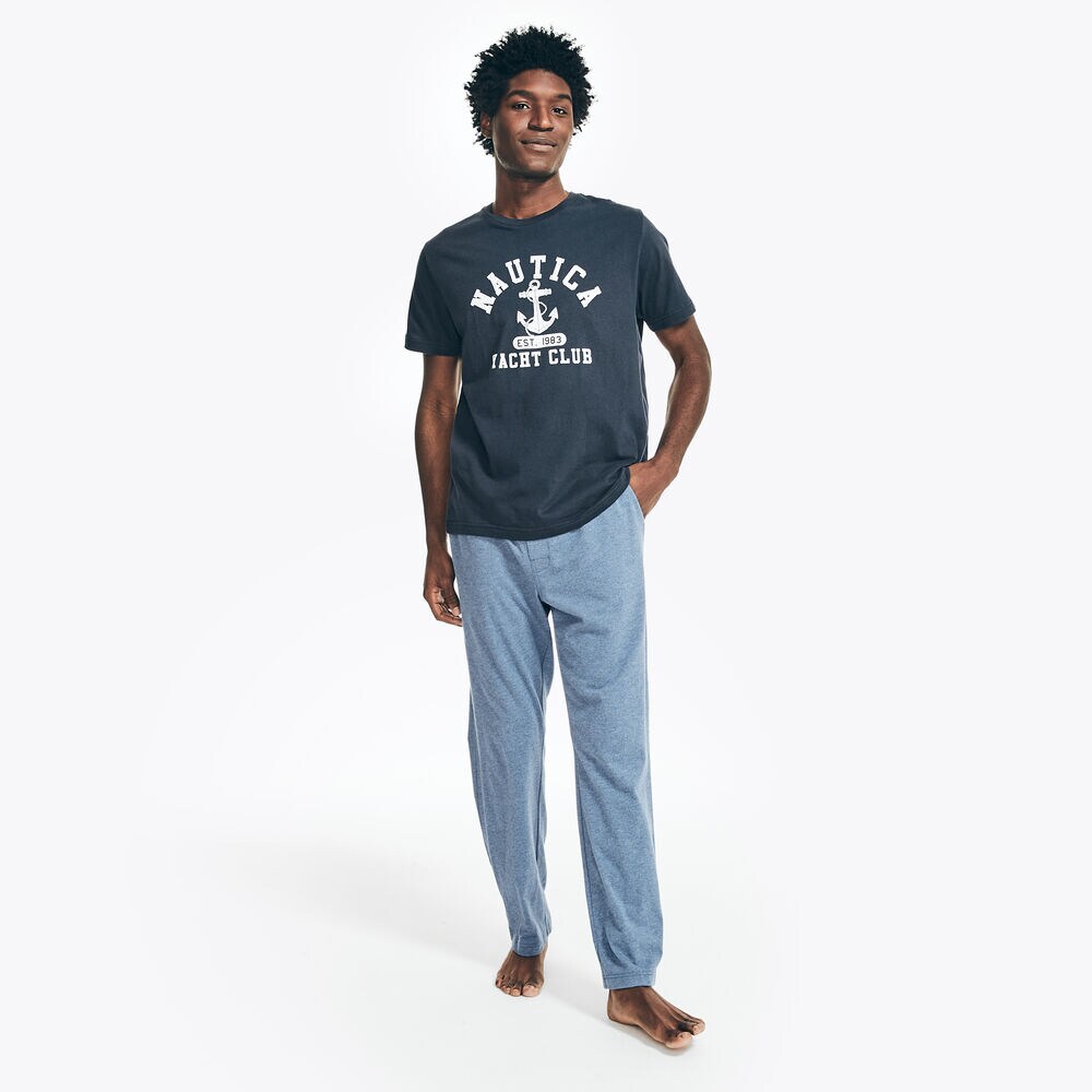 SAILING ANCHOR GRAPHIC SLEEP T-SHIRT,Navy,large