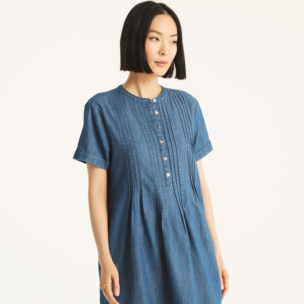 Chambray Pintuck Dress,Chambray,large
