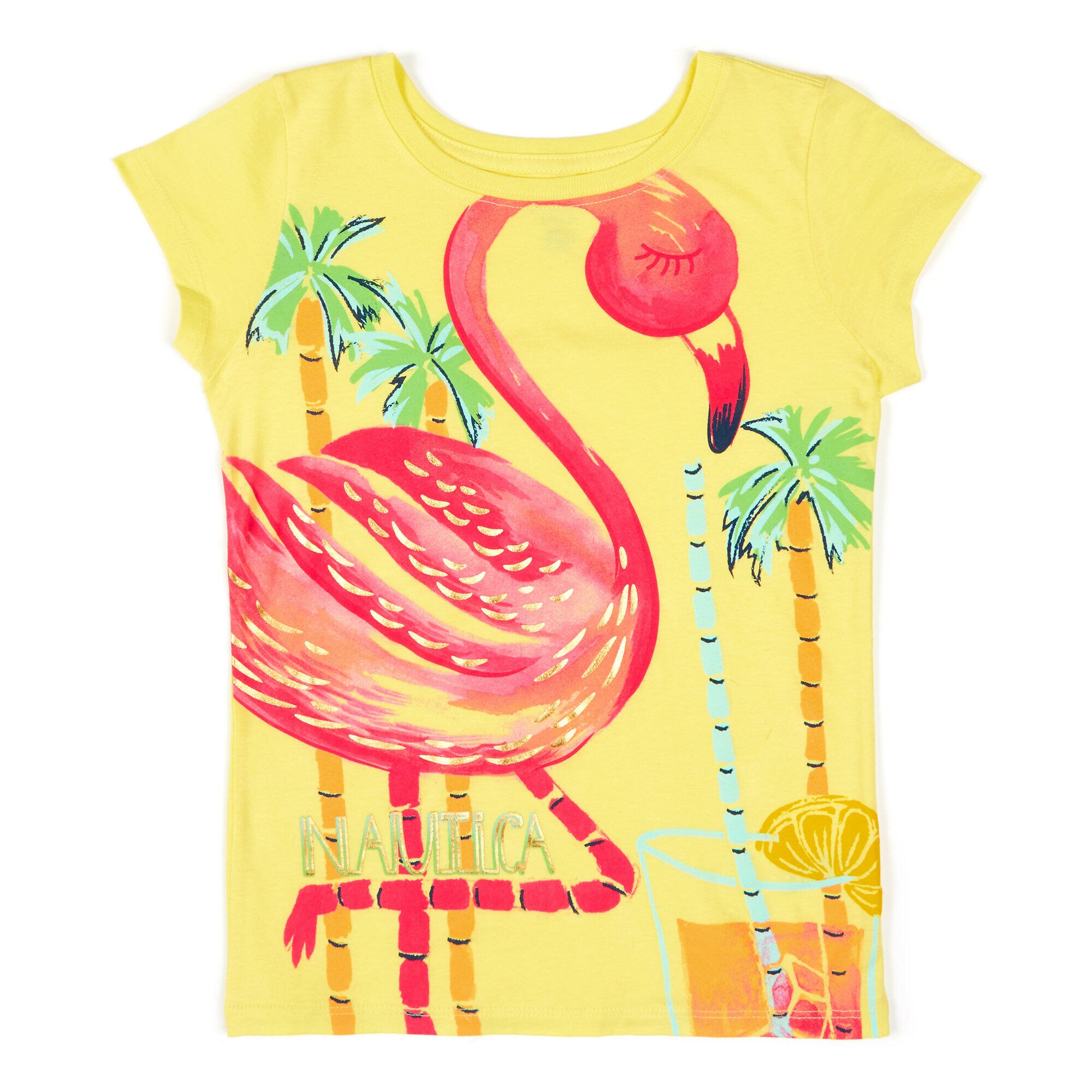 Little Girls' Flamingo Tee (4-6X),Yellow,large