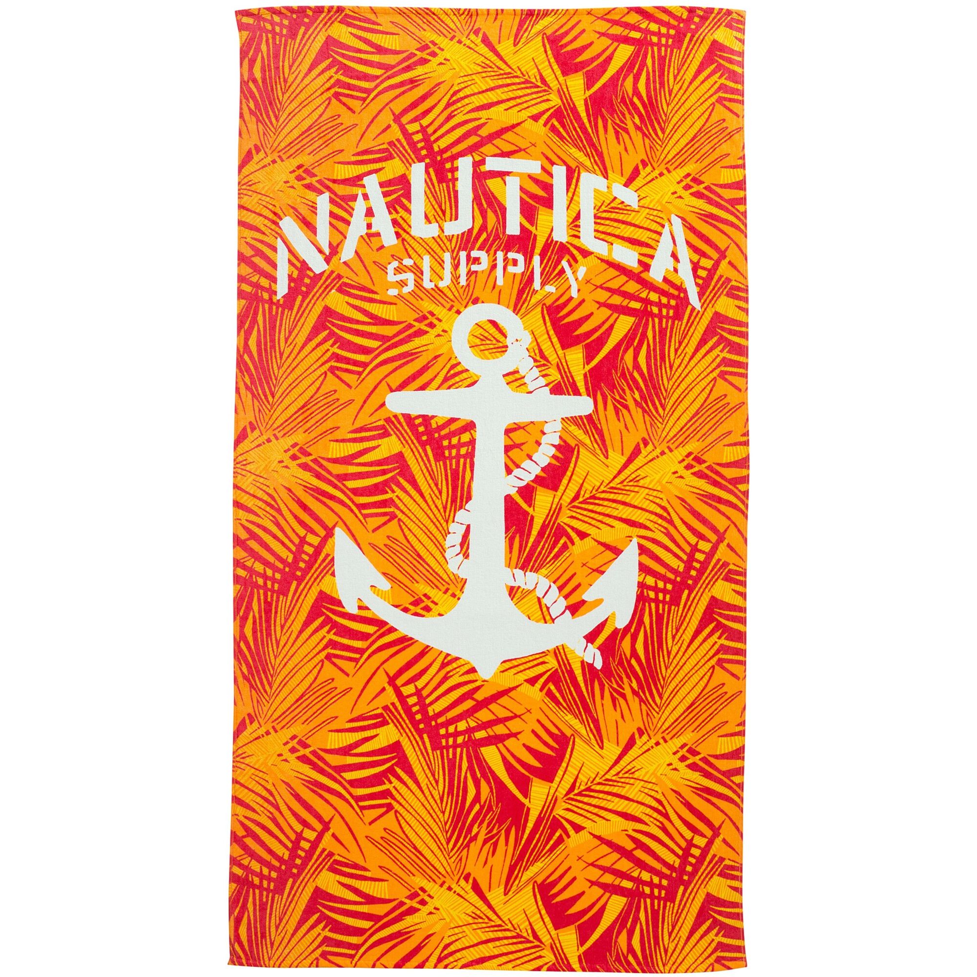 PALM ANCHOR PRINT BEACH TOWEL,Orange,large