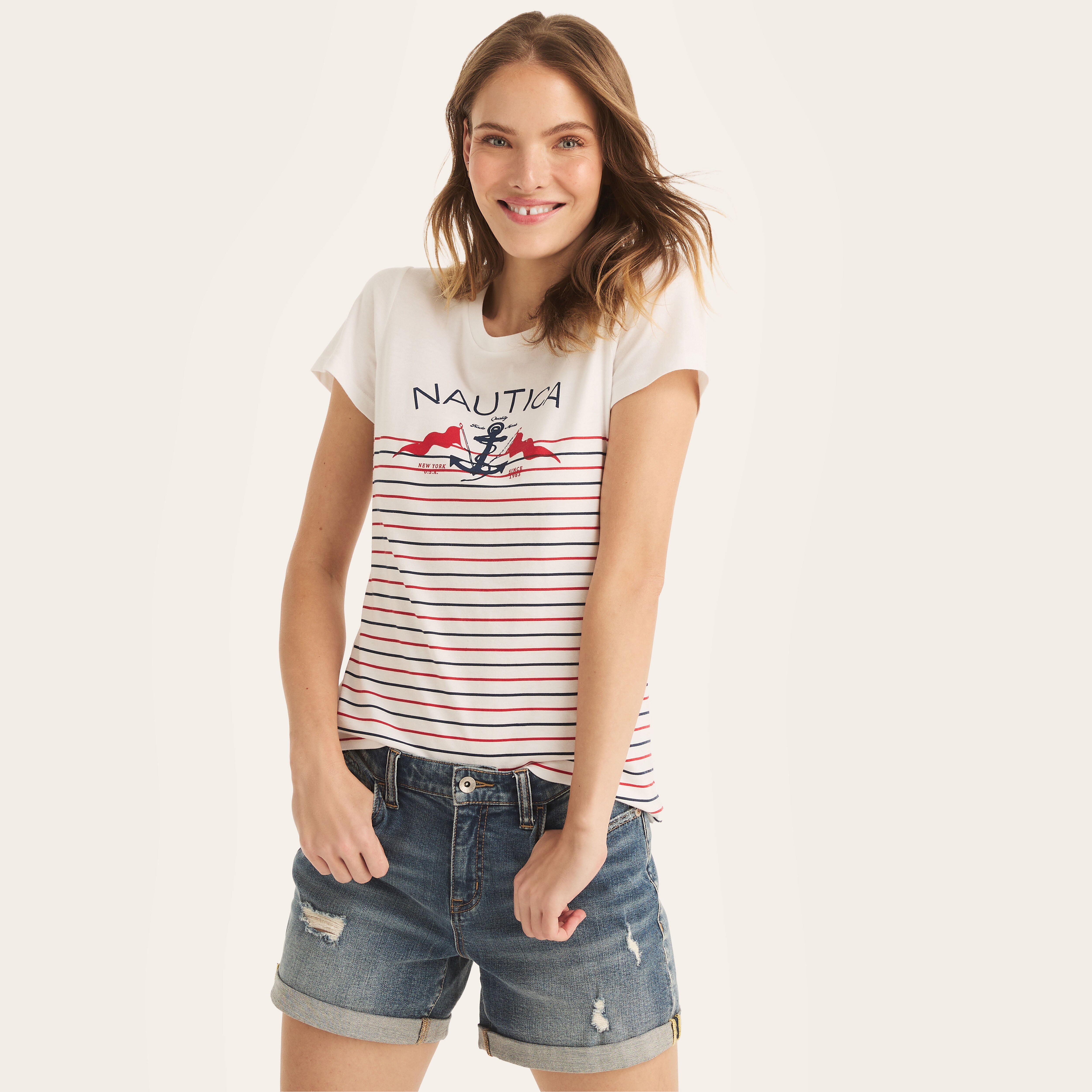 ブランデー ponpao21 Heritage Striped Graphic T-Shirt | Nautica