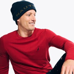 Crewneck Long-Sleeve T-Shirt,Nautica Red,large
