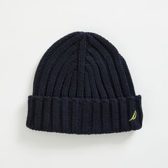 BRAND ICON RIBBED-CUFF BEANIE,Navy,large