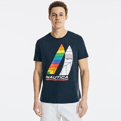 PRIDE SAILING GRAPHIC T-SHIRT,Navy,large