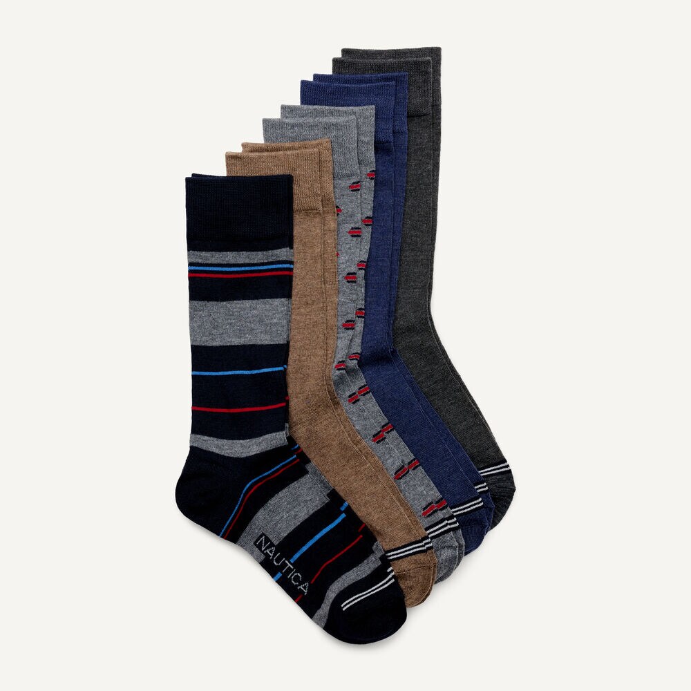 Dress Crew Socks, 5-Pack,Khaki Beach,large
