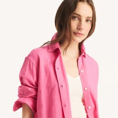 Solid Linen Tunic,Pink,large