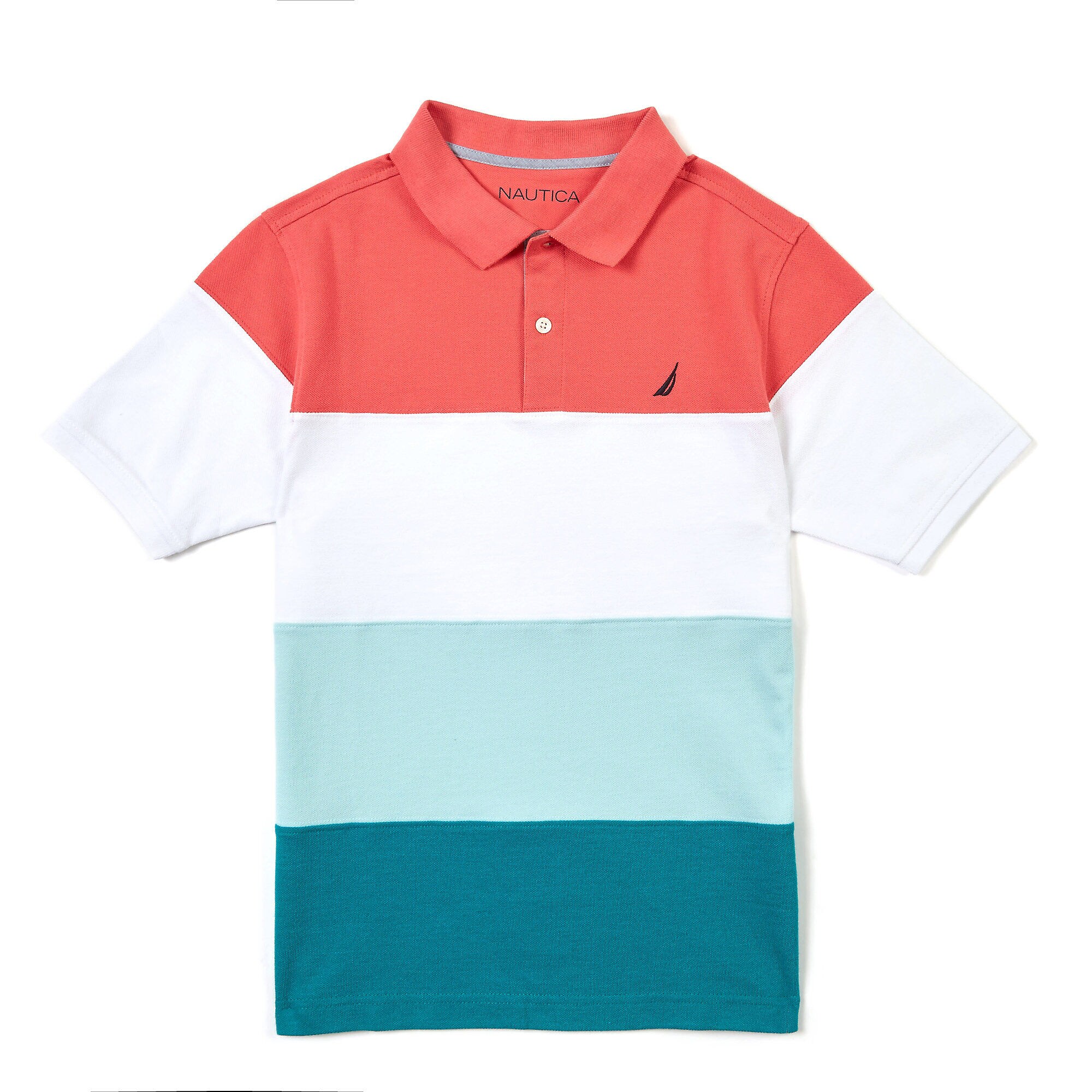 Boys' Short Sleeve Wide-Stripe Polo Shirt (8-16),Reckoning Red,large
