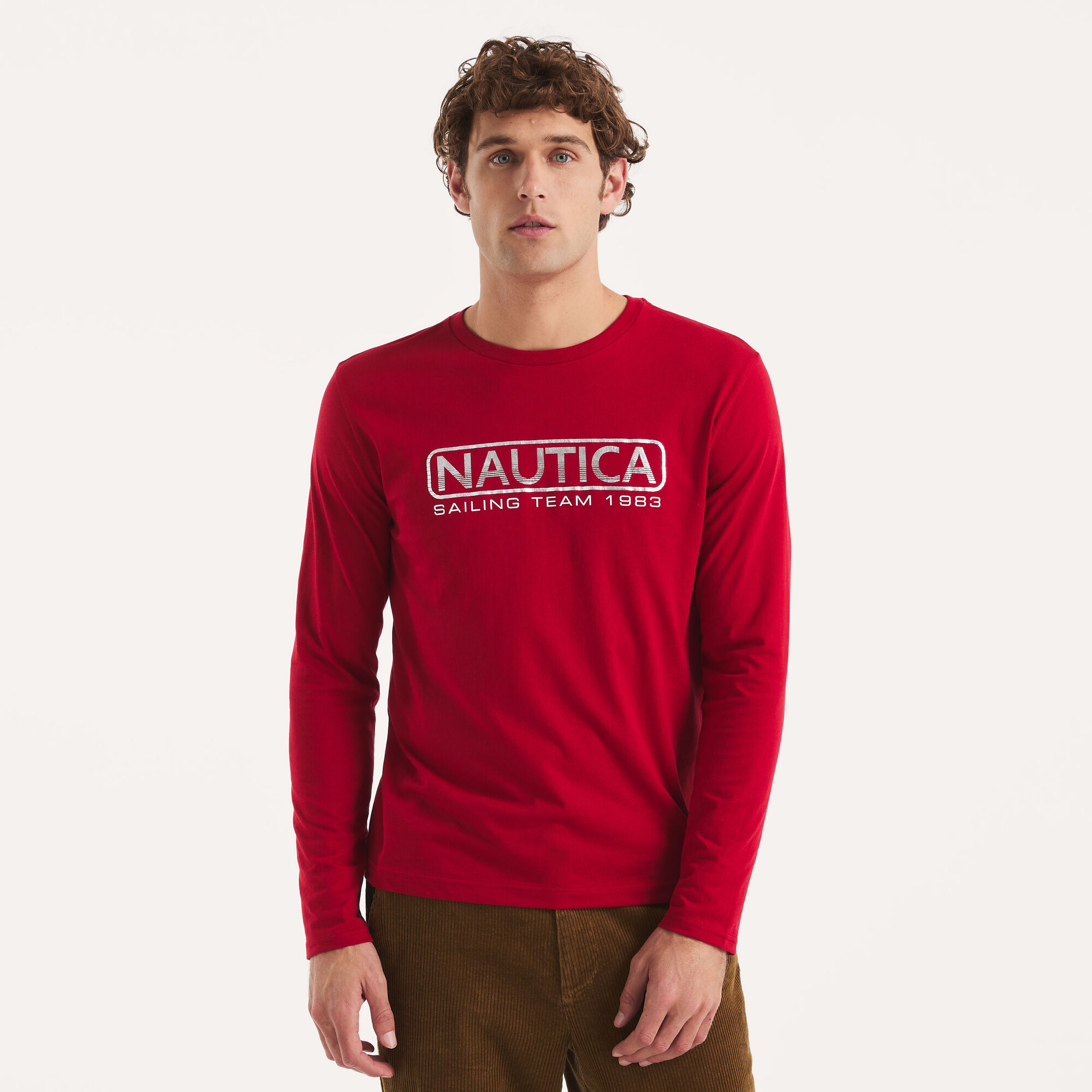 Graphic Long-Sleeve T-Shirt,Nautica Red,large