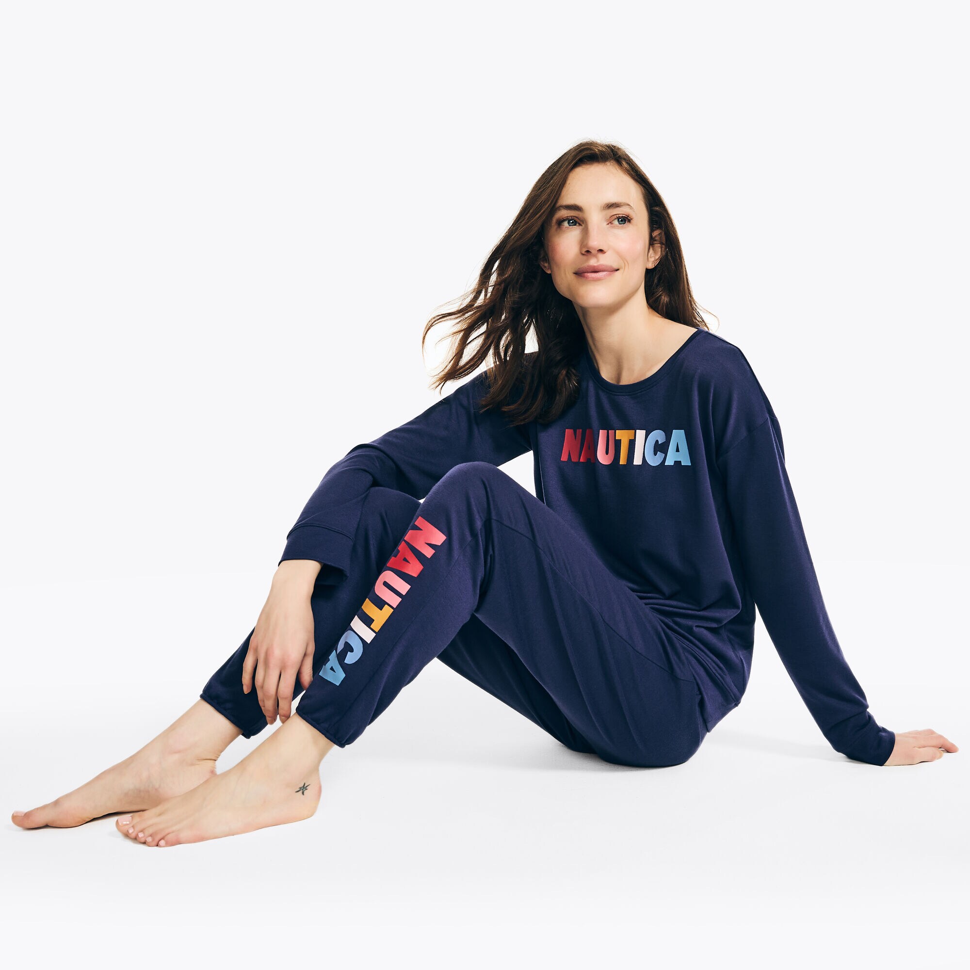Long-Sleeve Pajama Pant Set,Tugboat Blue,large