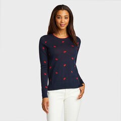 Crab Pattern Cotton & Modal Sweater,Stellar Blue Heather,large