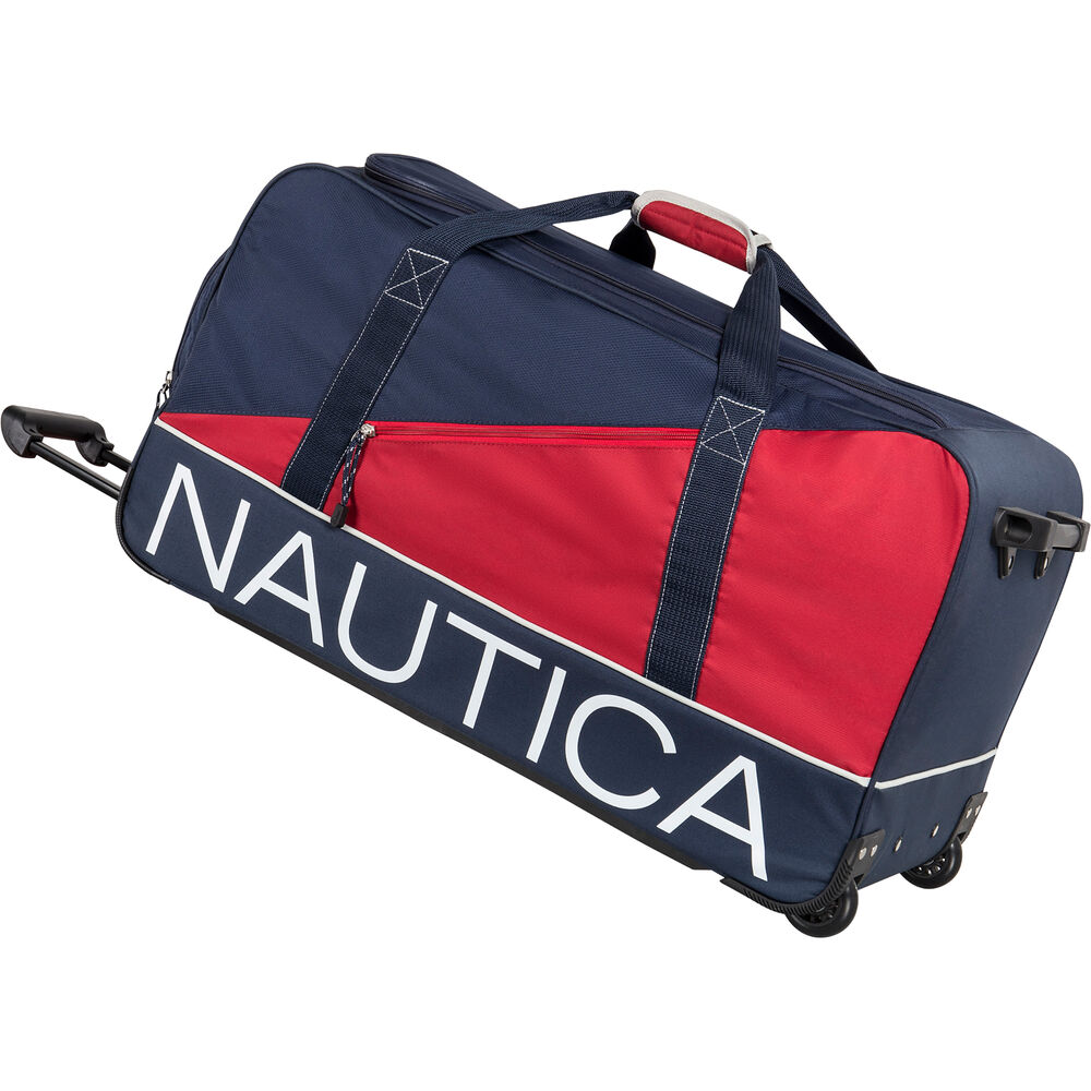 Newton Creek 26" Wheeled Duffel Bag in Navy/Red,Navy,large