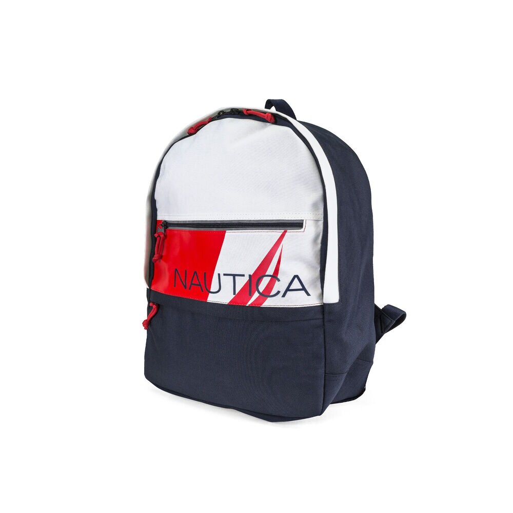 Nautica Tri-Color Logo Backpack,Antique White Wash,large