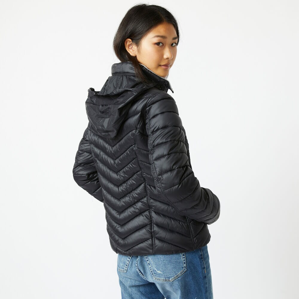 REVERSIBLE PACKABLE HOODED COAT,True Black,large