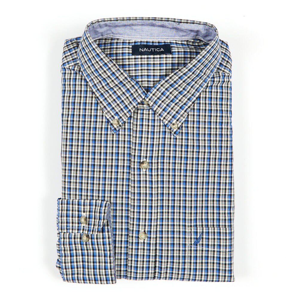 Big & Tall Long Sleeve Tartan Button-Down Shirt,Rolling River Wash,large
