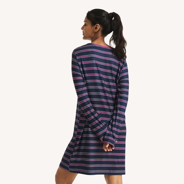 Long-Sleeve Striped Sleep Dress