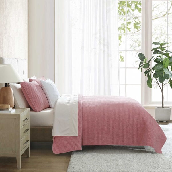 Seashore Stitch Pink Full/Queen Quilt Set