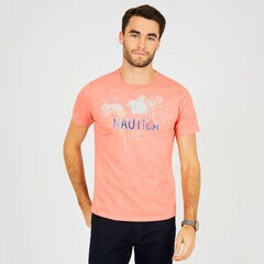 Artist Series Palm Trees T-Shirt,Pale Coral,large