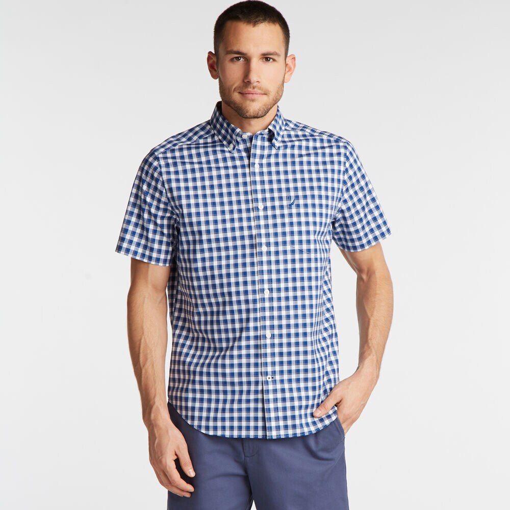 CLASSIC FIT WRINKLE-RESISTANT PLAID SHORT SLEEVE SHIRT,Limoges,large