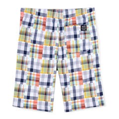 Boys' Kauai Woven Short in Patchwork Plaid (8-20),Antique White Wash,large