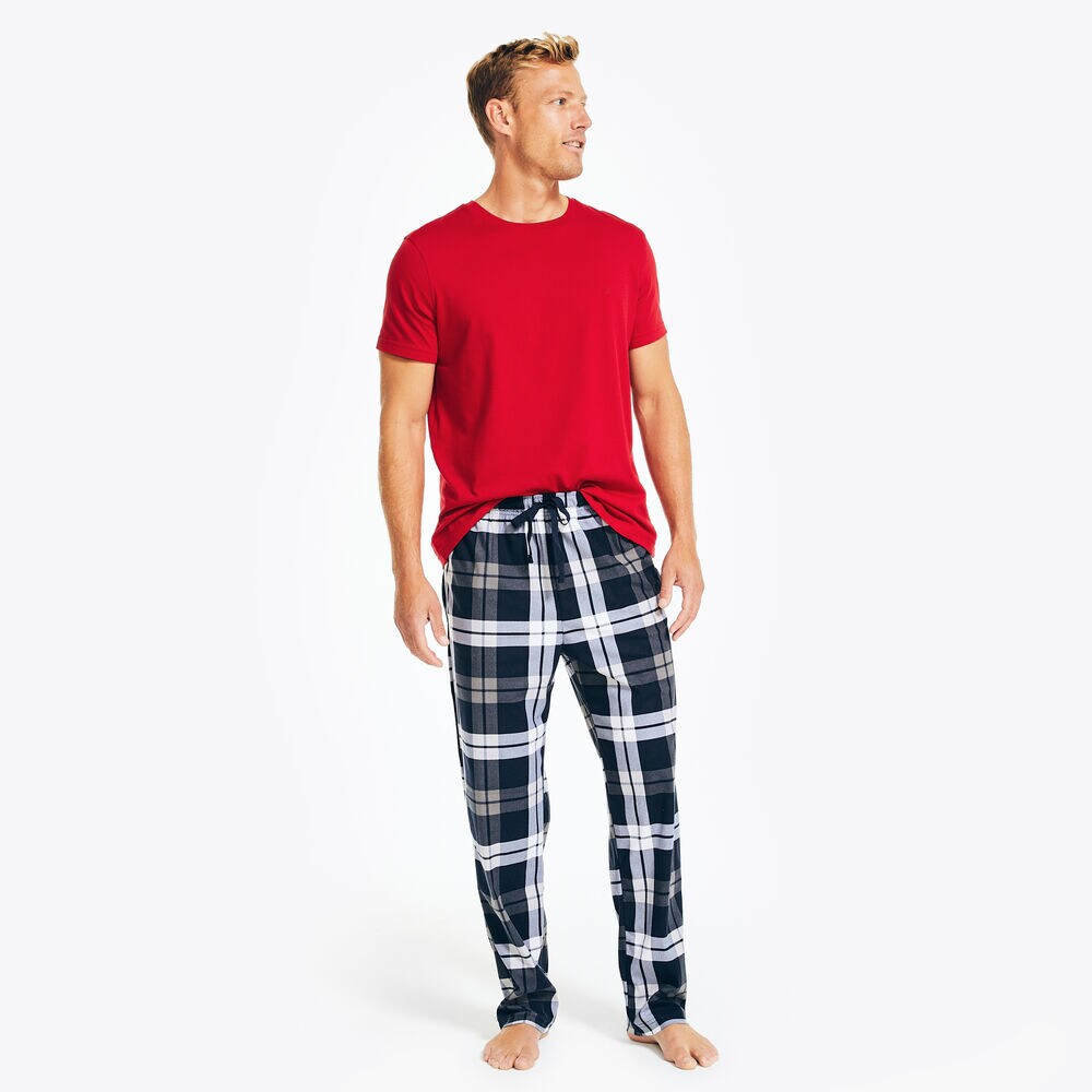 PLAID FLEECE SLEEP PANT,Pewter Heather,large