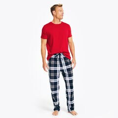 PLAID FLEECE SLEEP PANT,Pewter Heather,large