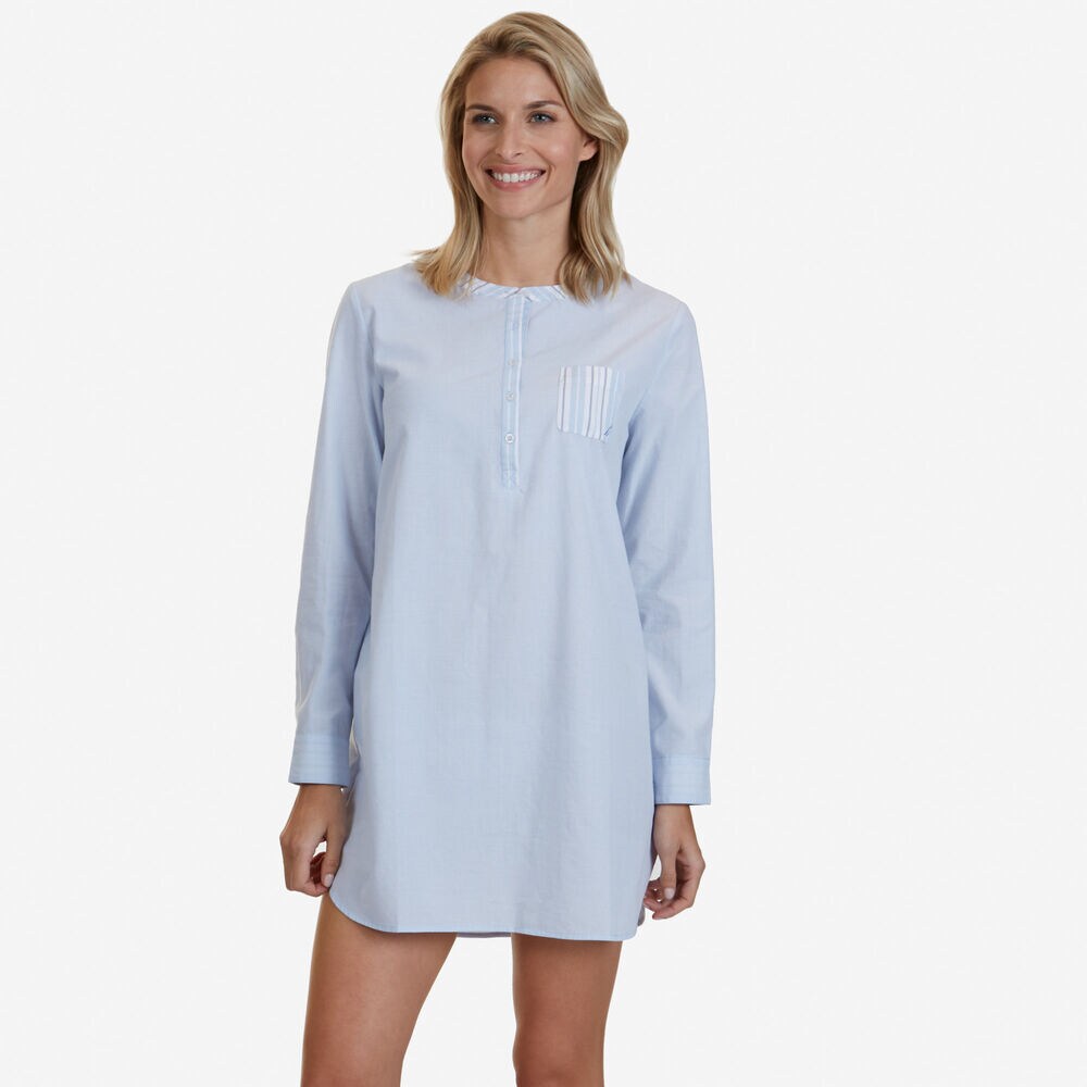 Woven Sleep Shirt,Ballard Blue,large