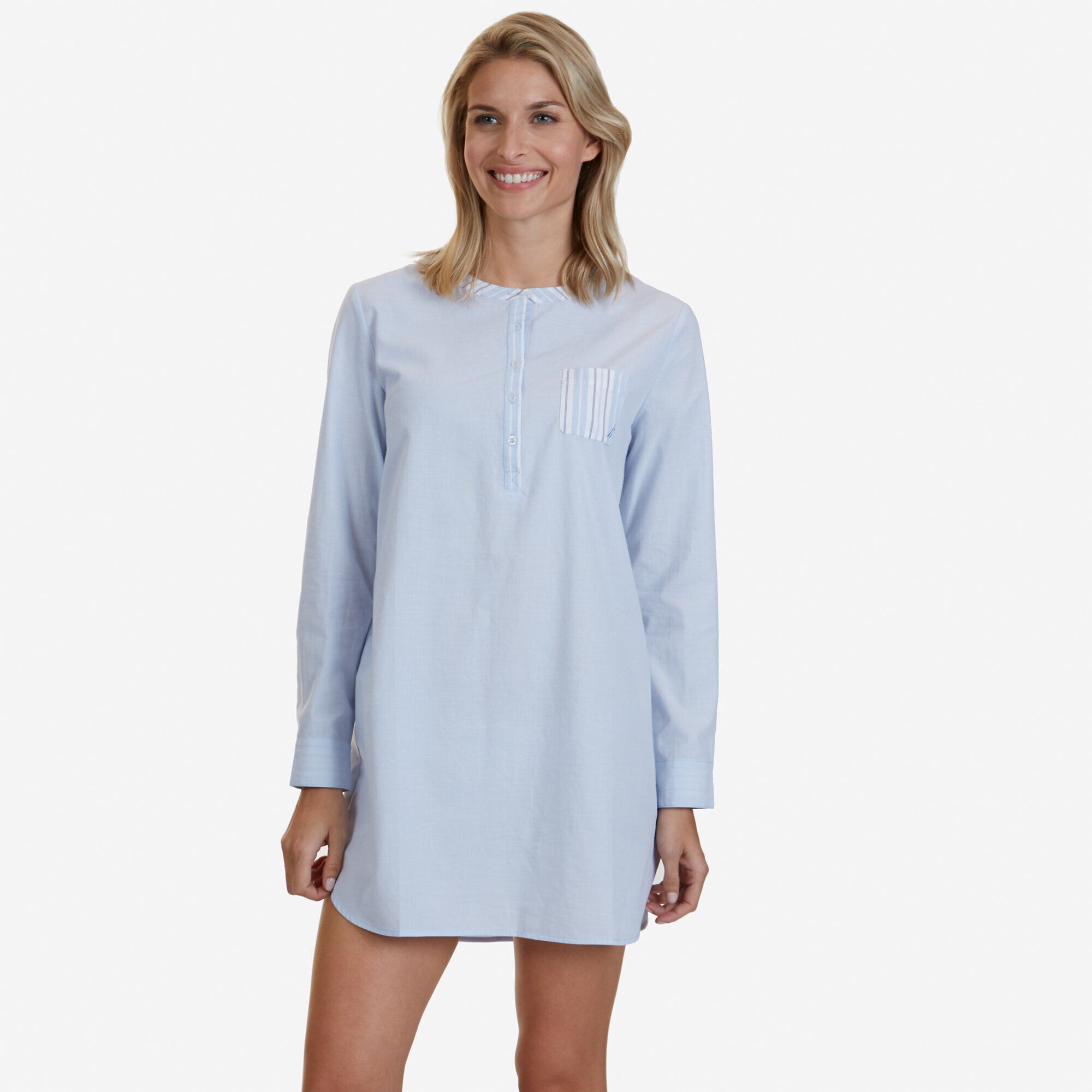 Woven Sleep Shirt,Ballard Blue,large