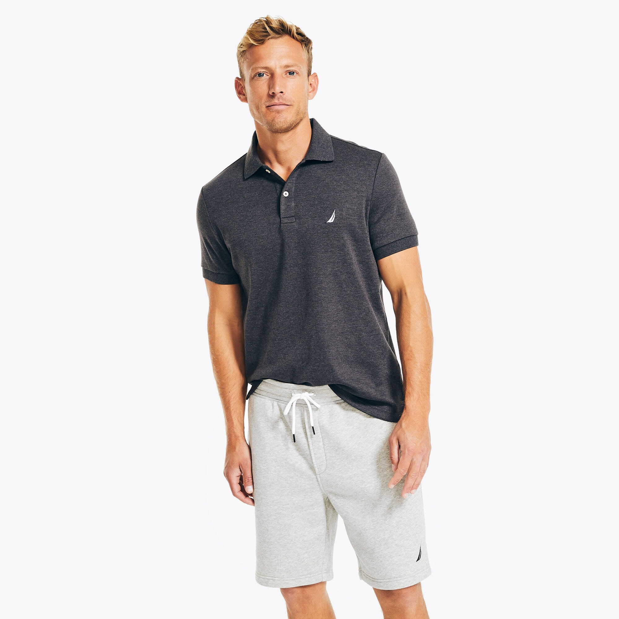 Slim Fit Deck Polo,Charcoal Heather,large