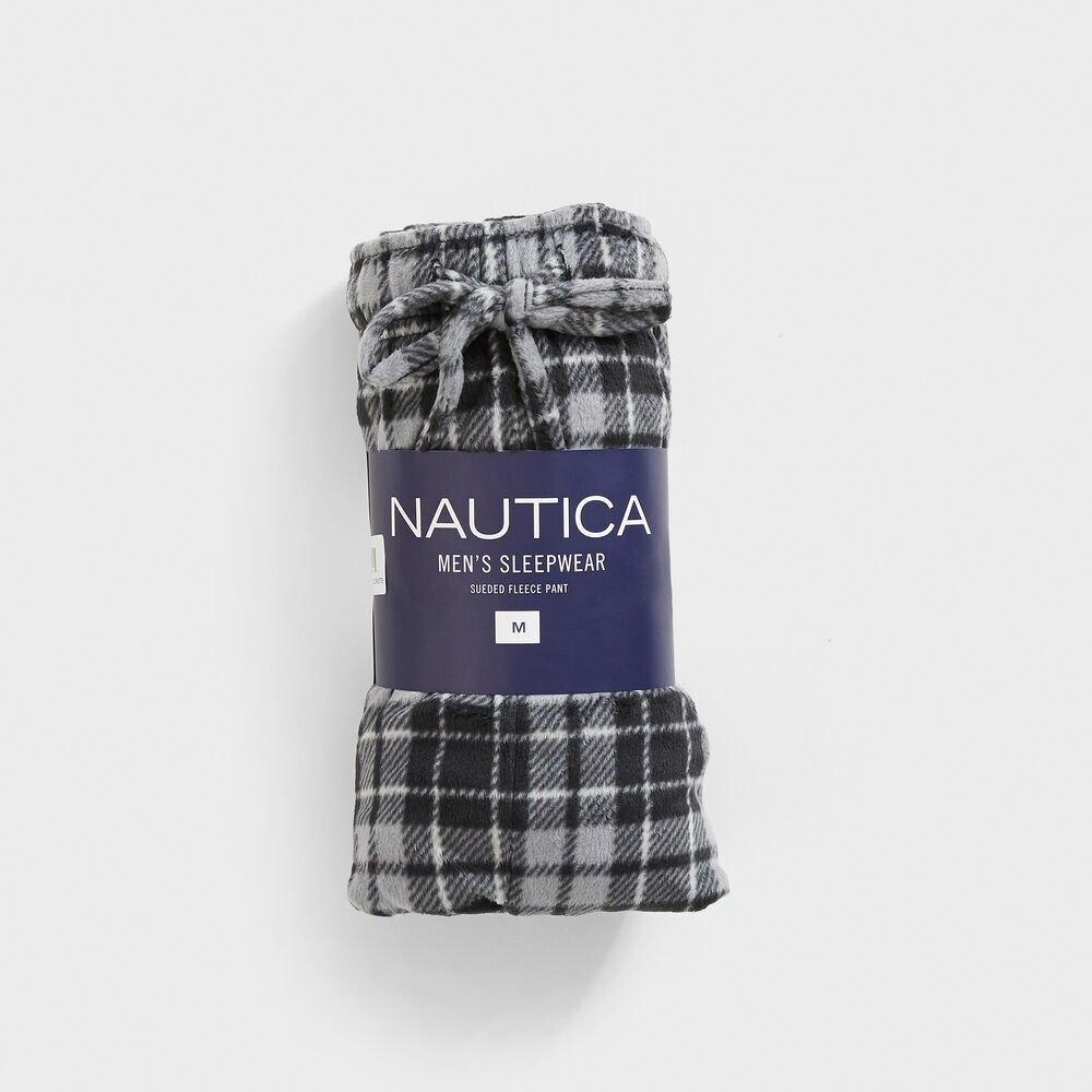 PLAID SUEDED FLEECE SLEEP PANT,True Black,large