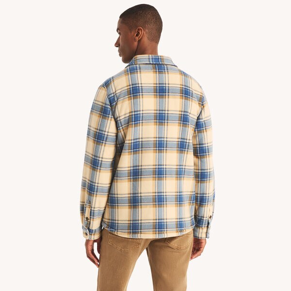 Plaid Faux Shearling Button-Up Shirt