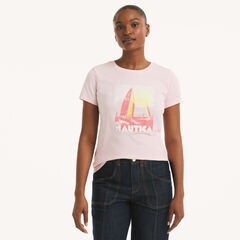 Sunset Sailing Graphic T-Shirt,Pale Orchid,large