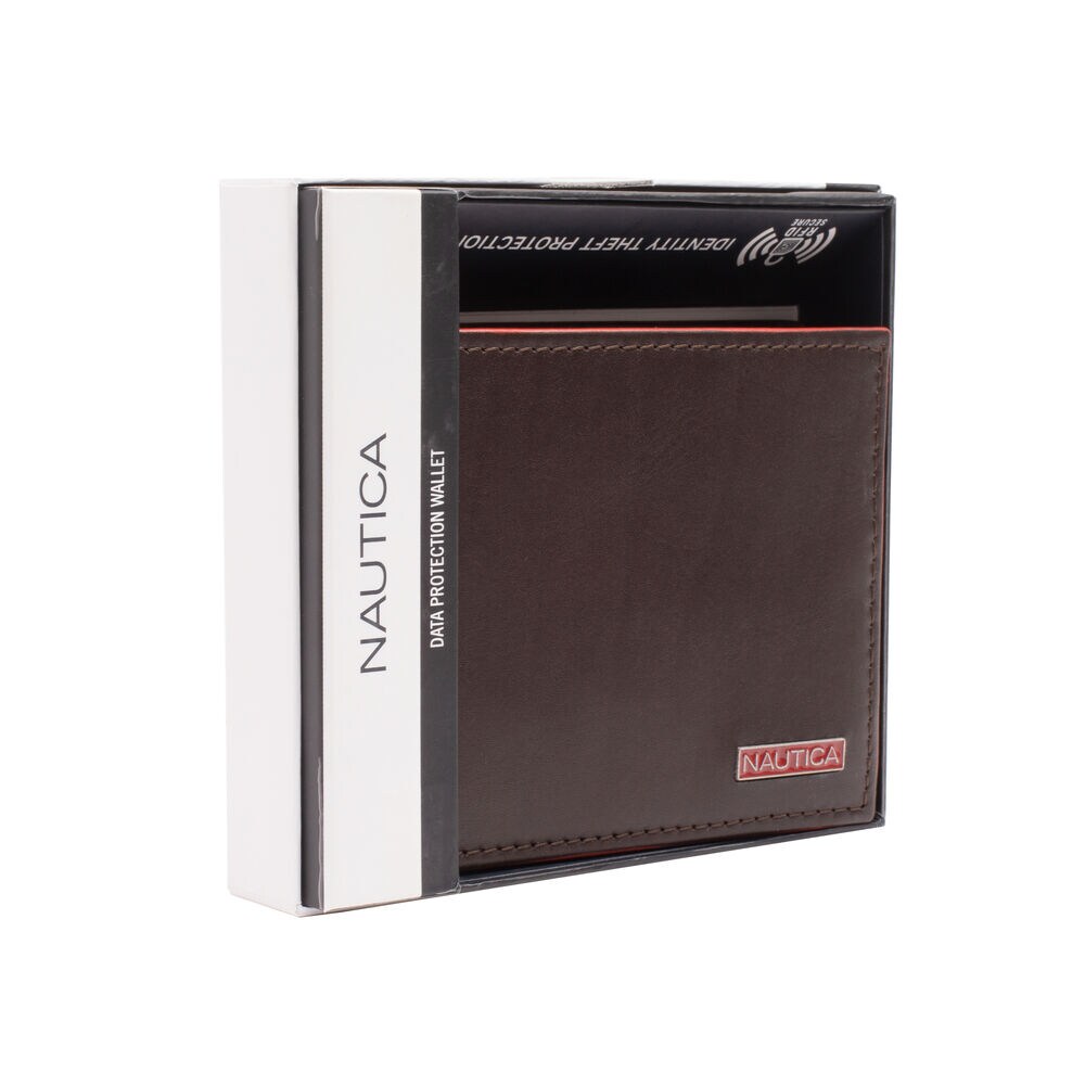 EMBROIDERED LEATHER SLIMFOLD WALLET,Brown Stone,large