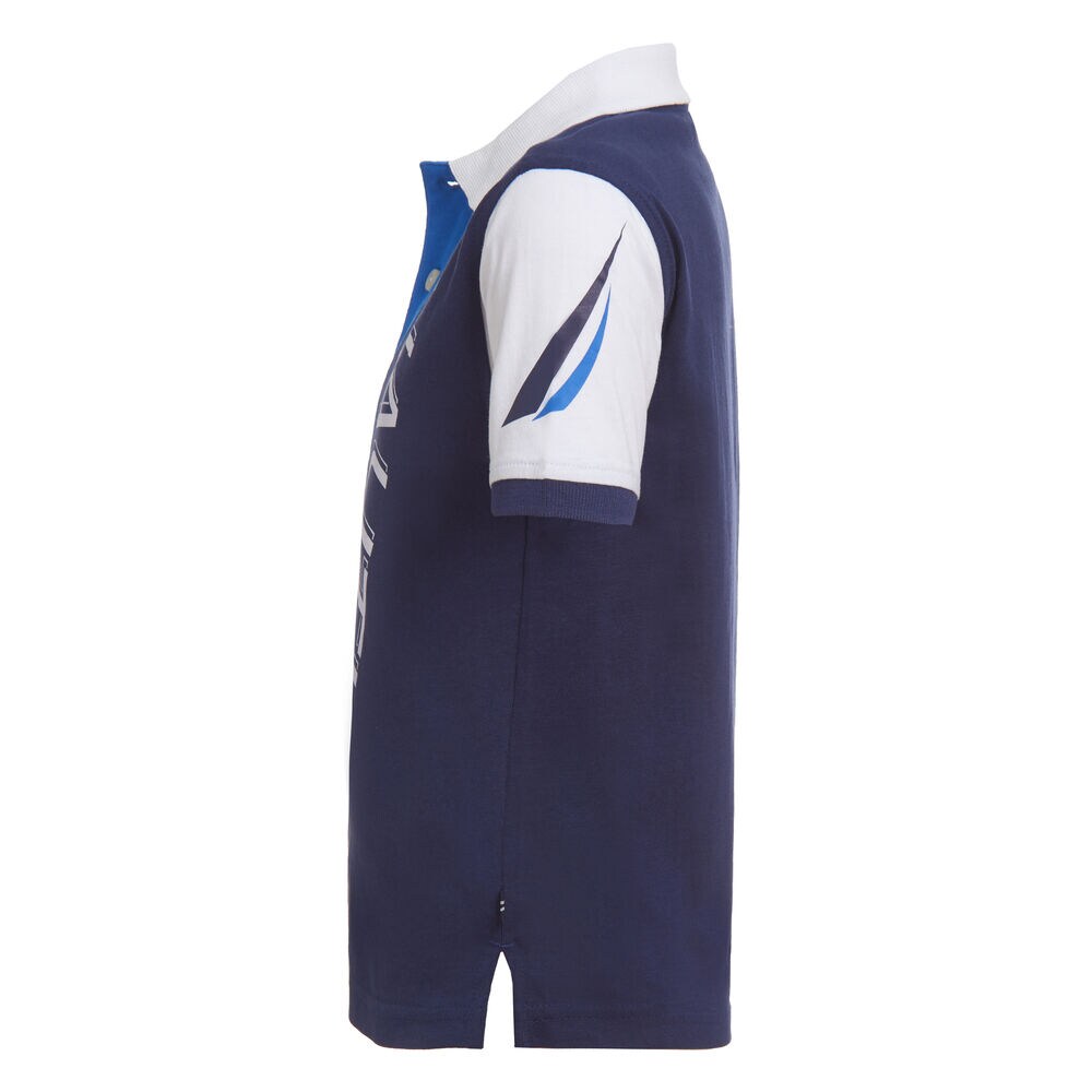 BOYS' COLORBLOCK DIAGONAL LOGO GRAPHIC POLO (8-20),True Navy,large