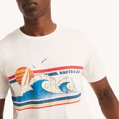 Wave Catching Club Graphic T-Shirt,Bright White,large