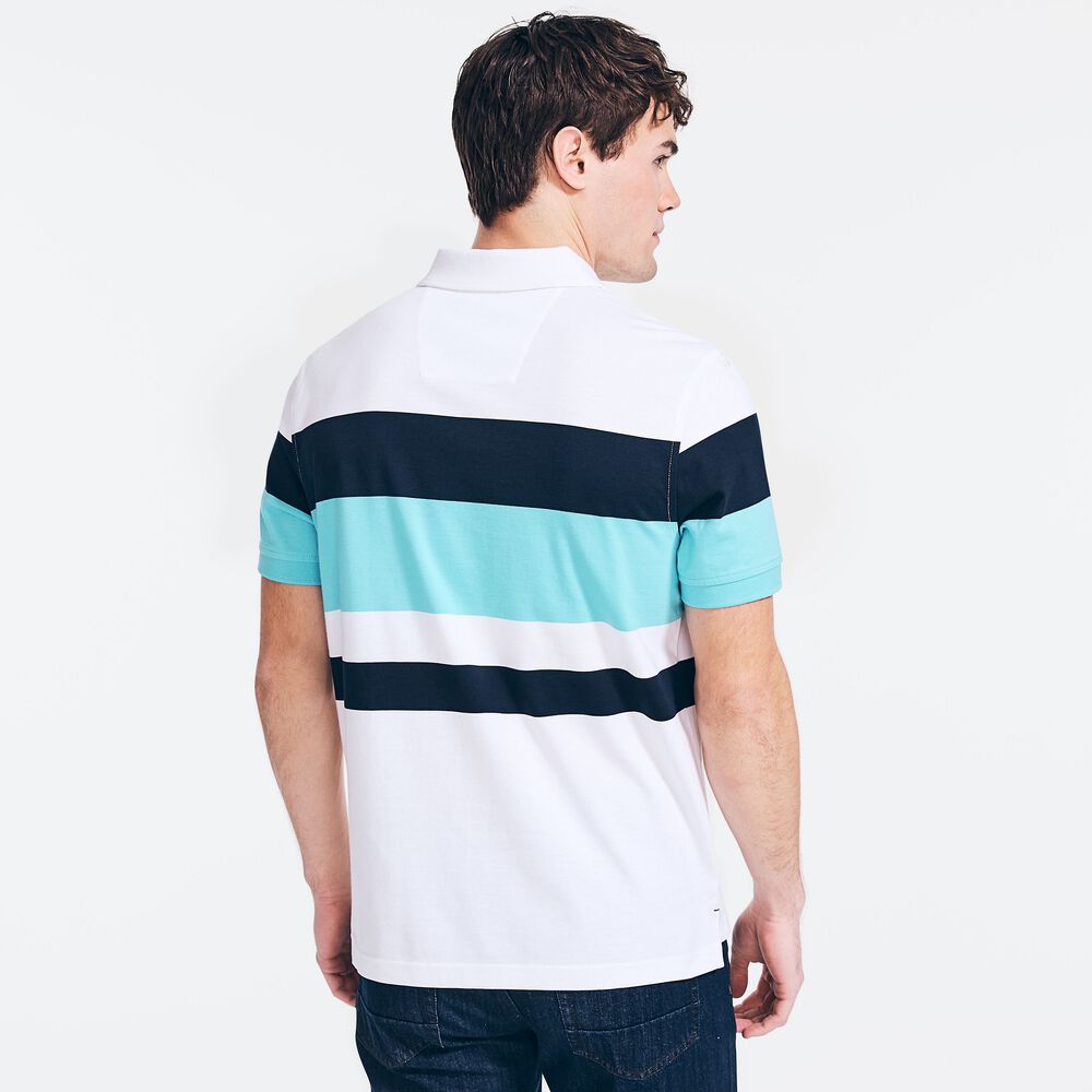 CLASSIC FIT STRIPED POLO,Bright White,large