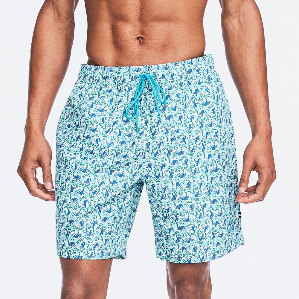 8" SUSTAINABLY CRAFTED FISH PRINT SWIM,South Beach Aqua,large