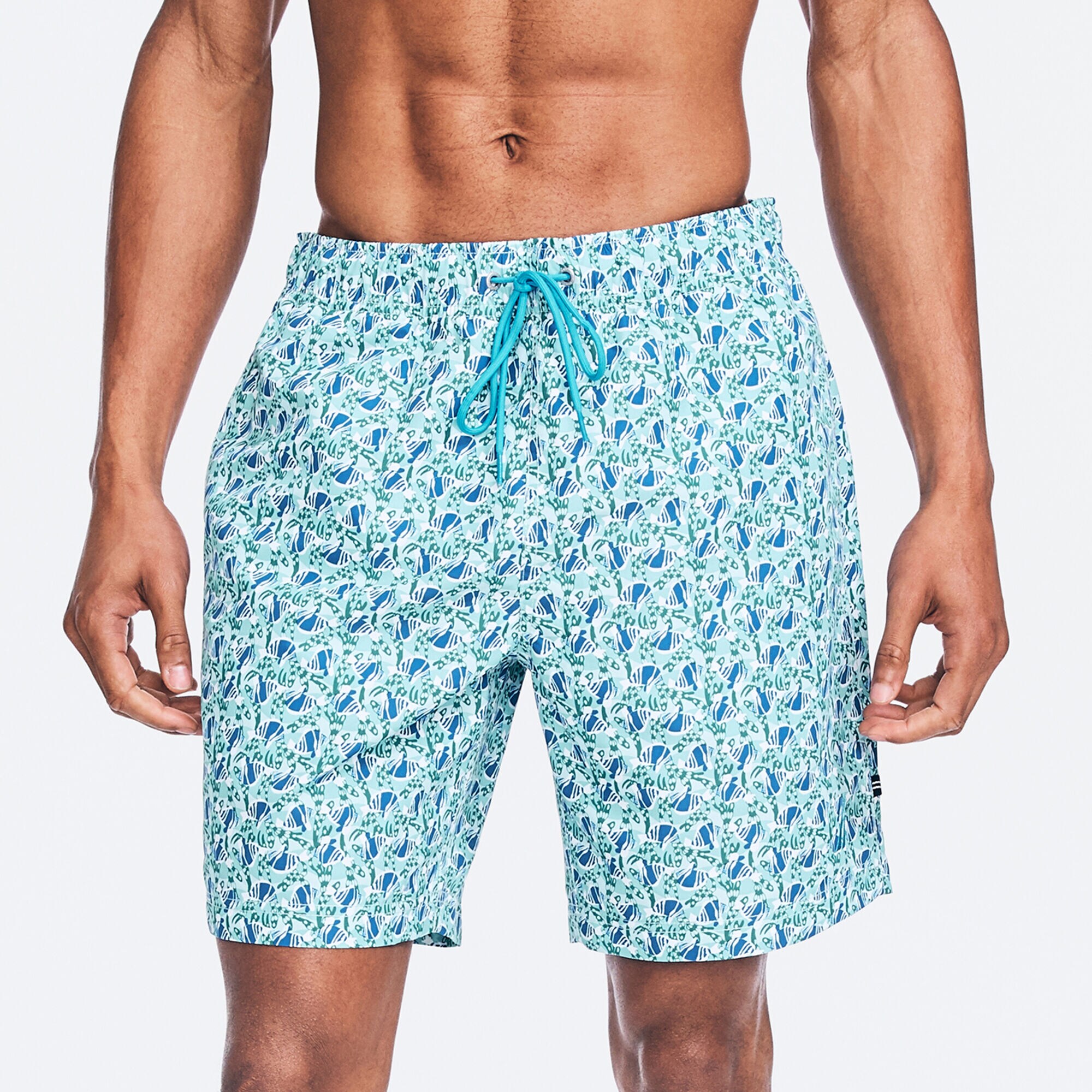 8" SUSTAINABLY CRAFTED FISH PRINT SWIM,South Beach Aqua,large