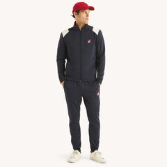 Full-Zip Mock Neck Track Jacket,Navy,large