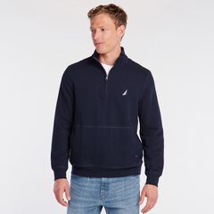 BIG & TALL QUARTER ZIP FLEECE PULLOVER,Navy,large