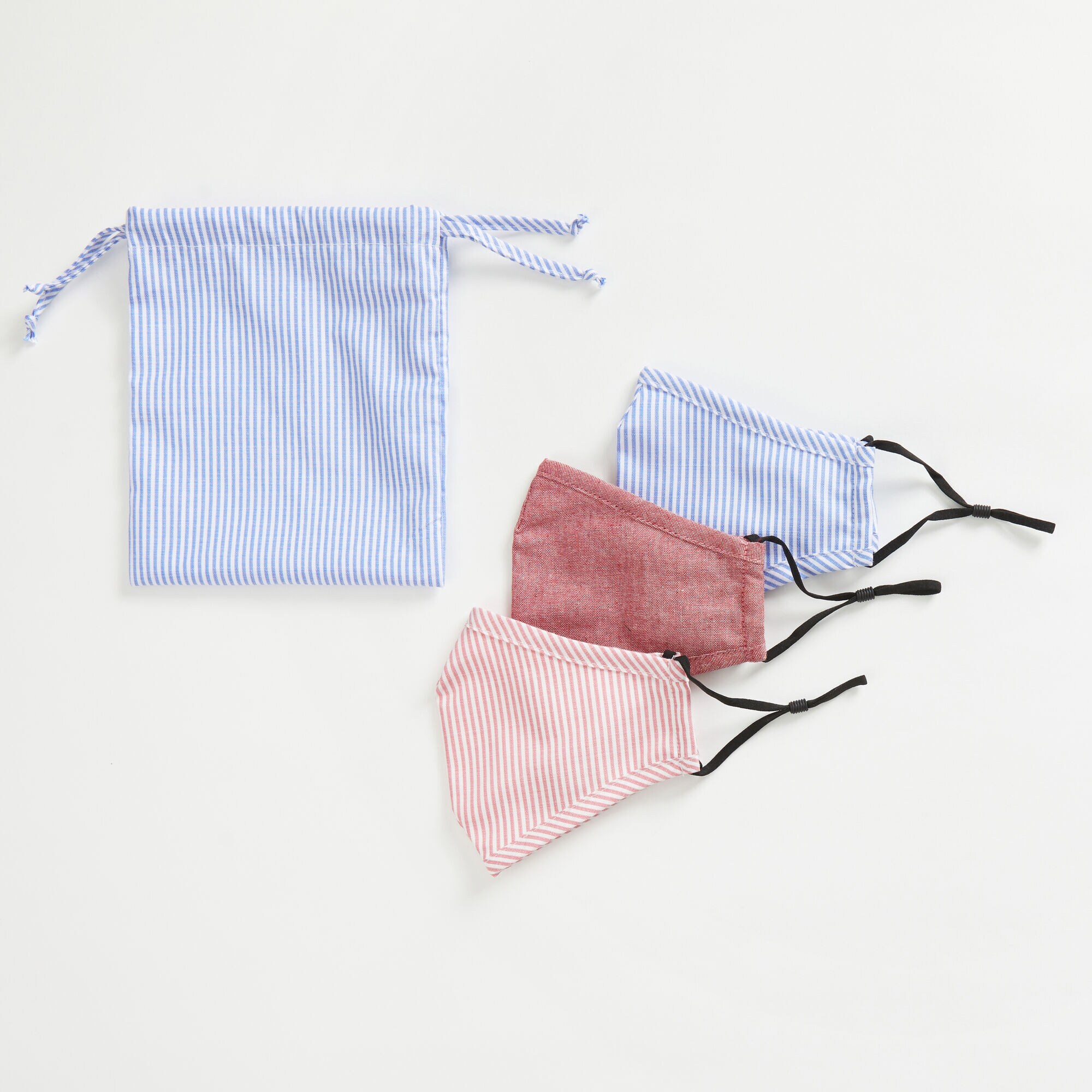 MULTIPLE STRIPE AND SOLID REUSABLE FACE MASK, 3 PACK,Multi,large