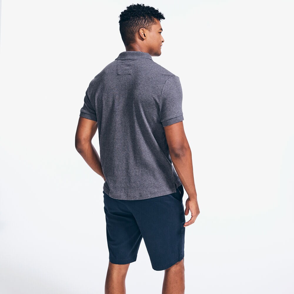 SLIM FIT INTERLOCK POLO,Charcoal Heather,large