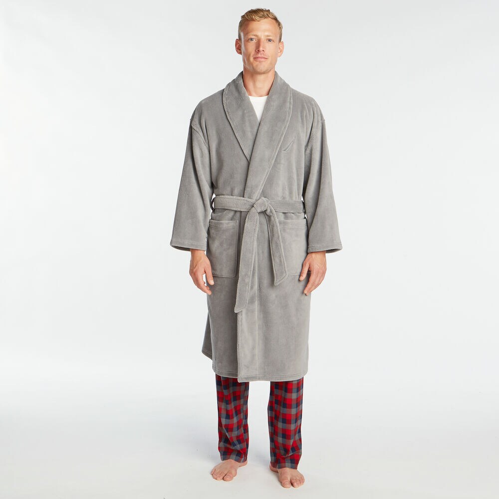 PLUSH KNIT ROBE,Seal Grey,large